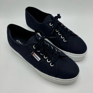 Superga 90s Platform Sneakers Navy Blue 2790A Casual Shoe Size 40 US Size 9